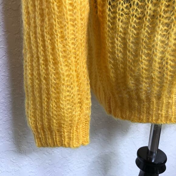 Miu Miu gold yellow mohair blend button front collared cardigan - Picture 4 of 13